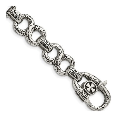 Men's Stainless Steel 15mm Infinity Fancy Link Chain Bracelet