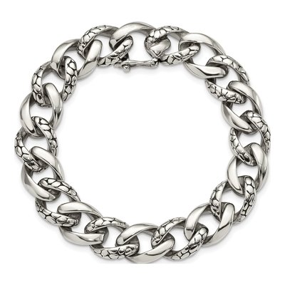 Men's Stainless Steel 15mm Reptile Curb Chain Bracelet – view 5