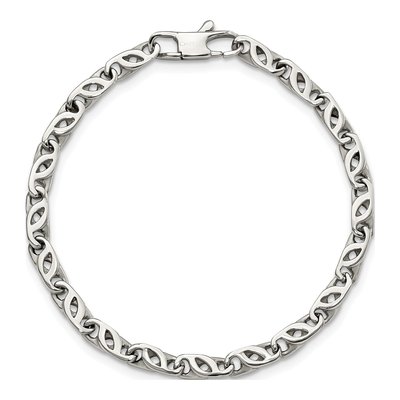 Stainless Steel 5mm Fancy Link Chain Bracelet – view 5