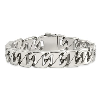 Men's Stainless Steel 15mm Fancy Link Chain Bracelet – view 5