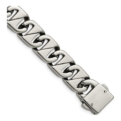 Men's Stainless Steel 15mm Fancy Link Chain Bracelet
