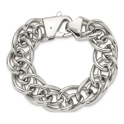 Stainless Steel 18mm Oval Fancy Link Chain Bracelet – view 6