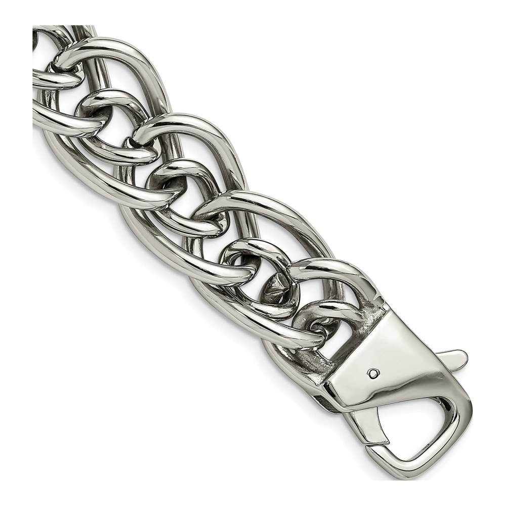 Stainless Steel 18mm Oval Fancy Link Chain Bracelet
