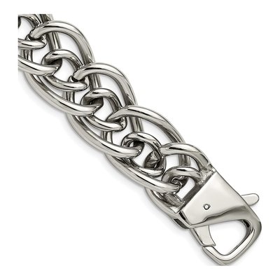 Stainless Steel 18mm Oval Fancy Link Chain Bracelet