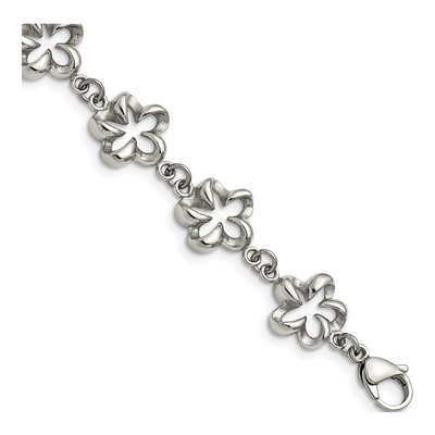 Stainless Steel Flower Link Bracelet