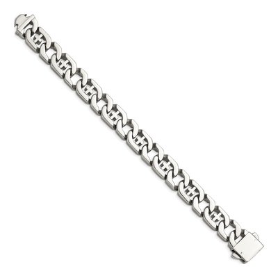 Men's Stainless Steel 14mm Cross Link Chain Bracelet – view 4