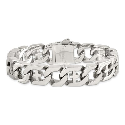 Men's Stainless Steel 14mm Cross Link Chain Bracelet – view 5