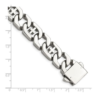 Men's Stainless Steel 14mm Cross Link Chain Bracelet – view 6