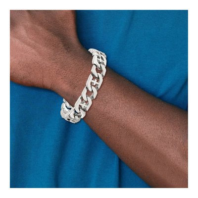 Men's Stainless Steel 14mm Cross Link Chain Bracelet – view 7