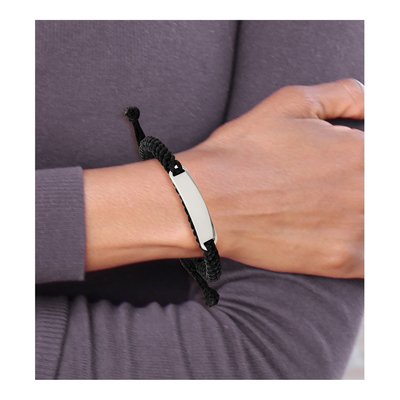 Stainless Steel Black Fabric ID Bracelet – view 6