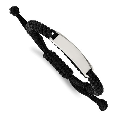 Stainless Steel Black Fabric ID Bracelet