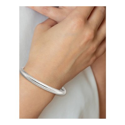 Stainless Steel Textured Bangle Bracelet – view 6