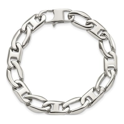 Men's Stainless Steel 12mm Anchor Open Link Chain Bracelet – view 5