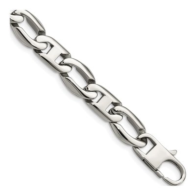 Men's Stainless Steel 12mm Anchor Open Link Chain Bracelet