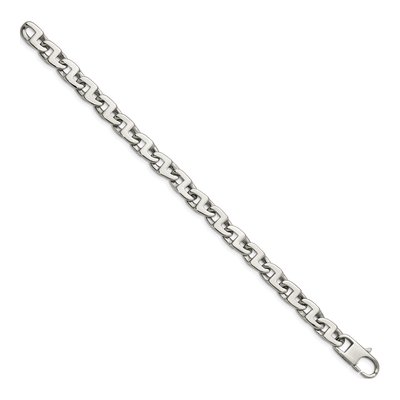 Men's Stainless Steel 10mm Fancy Square Link Chain Bracelet – view 4