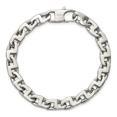 Men's Stainless Steel 10mm Fancy Square Link Chain Bracelet – view 5