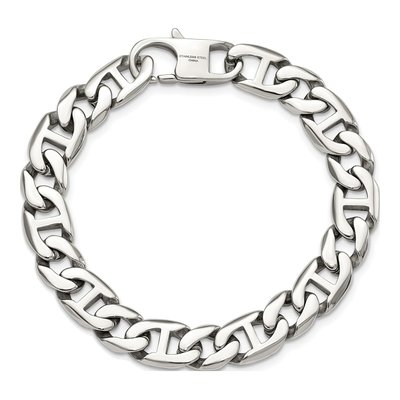 Men's Stainless Steel 9mm Anchor Link Chain Bracelet – view 5