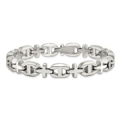 Men's Stainless Steel 10mm Cross Link Chain Bracelet – view 5