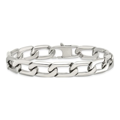 Men's Stainless Steel 11mm Open Fancy Link Chain Bracelet – view 5