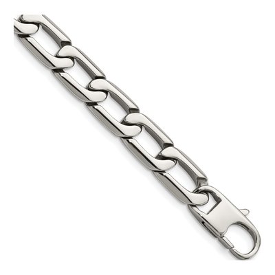 Men's Stainless Steel 11mm Open Fancy Link Chain Bracelet