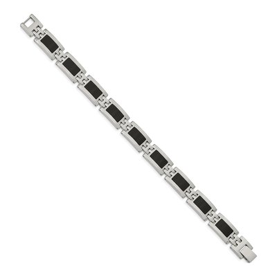 Stainless Steel Black Enamel Link Bracelet – view 3