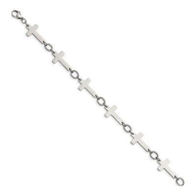 Stainless Steel Sideways Cross Bracelet – view 4