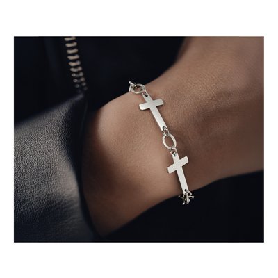Stainless Steel Sideways Cross Bracelet – view 7