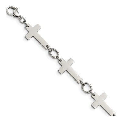 Stainless Steel Sideways Cross Bracelet