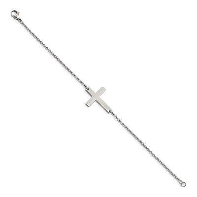 Stainless Steel Sideways Cross Bracelet – view 4