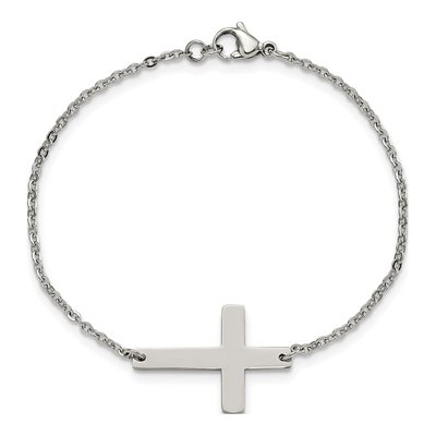 Stainless Steel Sideways Cross Bracelet – view 5