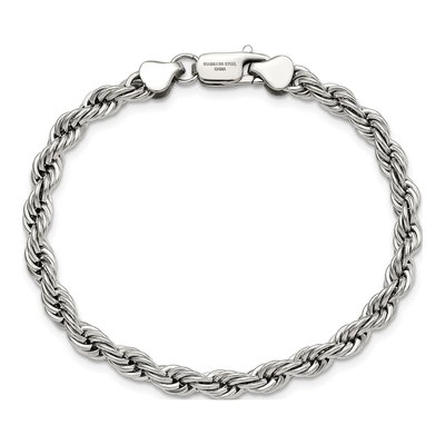 Men's Stainless Steel 6mm Rope Chain Bracelet – view 5