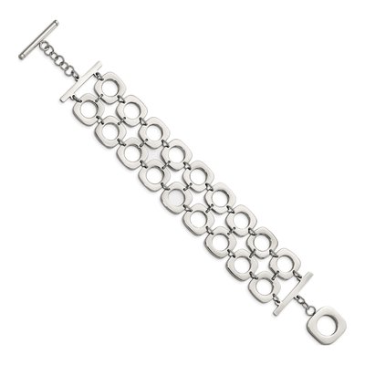 Stainless Steel Double Row Square Toggle Bracelet – view 3