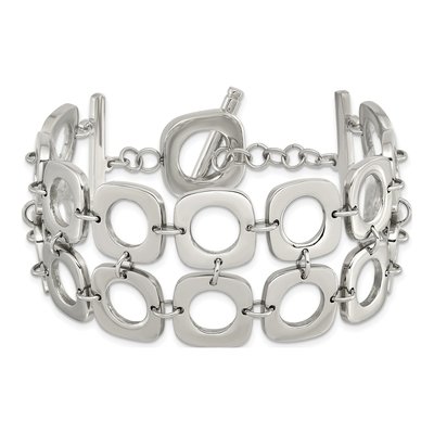Stainless Steel Double Row Square Toggle Bracelet – view 4