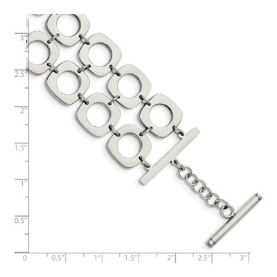 Stainless Steel Double Row Square Toggle Bracelet – view 5