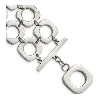 Stainless Steel Double Row Square Toggle Bracelet