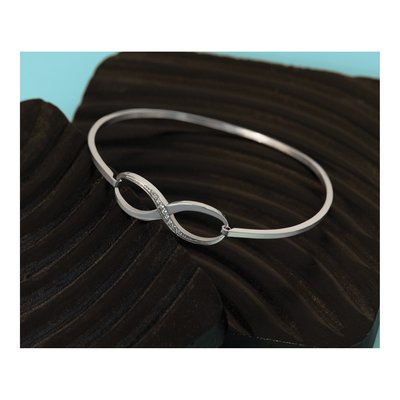 Stainless Steel CZ Infinity Bangle Bracelet – view 7