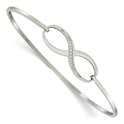 Stainless Steel CZ Infinity Bangle Bracelet