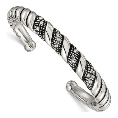 Stainless Steel Crystal Cuff Bracelet