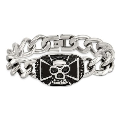 Stainless Steel Skull Curb Bracelet – view 4