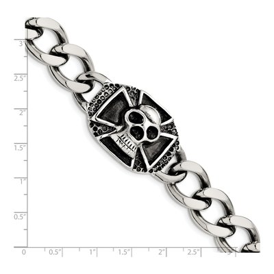 Stainless Steel Skull Curb Bracelet – view 5