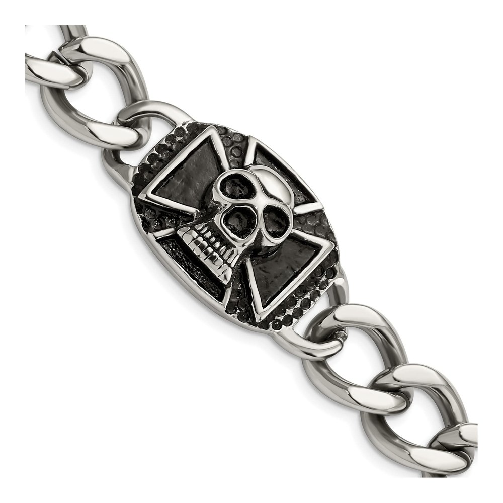 Men's Stainless Steel Skull Curb Bracelet
