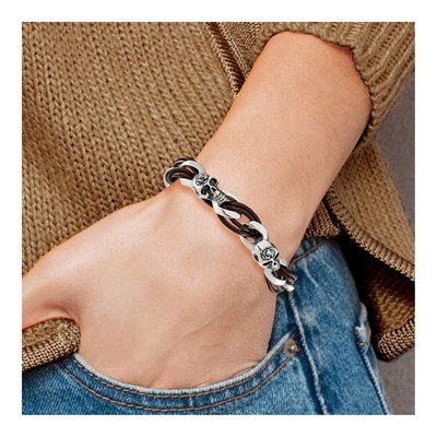 Stainless Steel Skulls Leather Bracelet – view 7