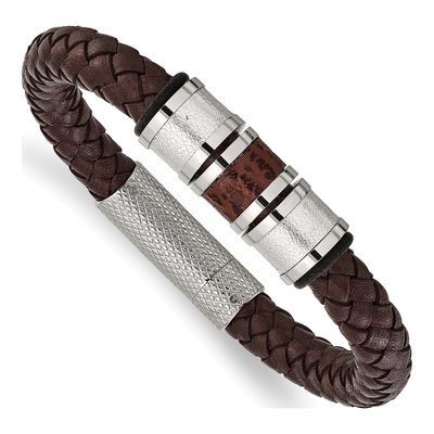 Stainless Steel Leather Bracelet