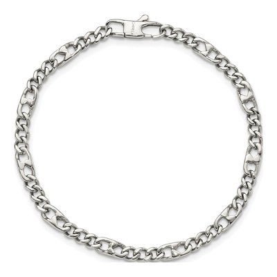 Stainless Steel 4mm Figaro Chain Bracelet – view 5
