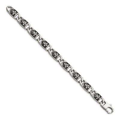 Stainless Steel Fleur de Lis Link Bracelet – view 4