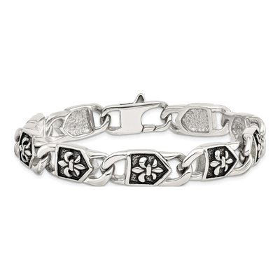 Stainless Steel Fleur de Lis Link Bracelet – view 5