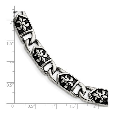 Stainless Steel Fleur de Lis Link Bracelet – view 6