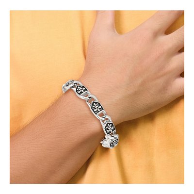 Stainless Steel Fleur de Lis Link Bracelet – view 7