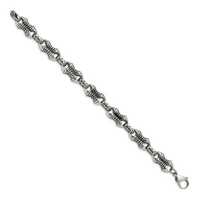 Stainless Steel Patterned Link Bracelet – view 4