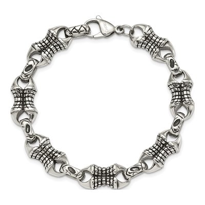 Stainless Steel Patterned Link Bracelet – view 6